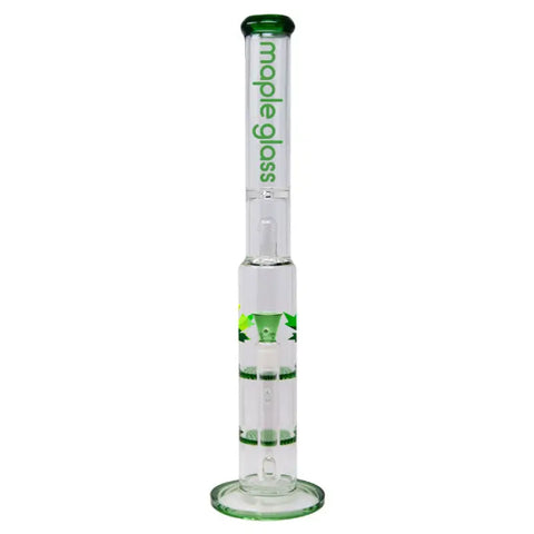 Green Maple Glass Double Honey Comb Bong With Splash Guard - Bongs