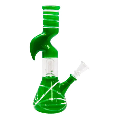 Green Mini Hook Percolated Zong Bong 10 Inches - Bongs