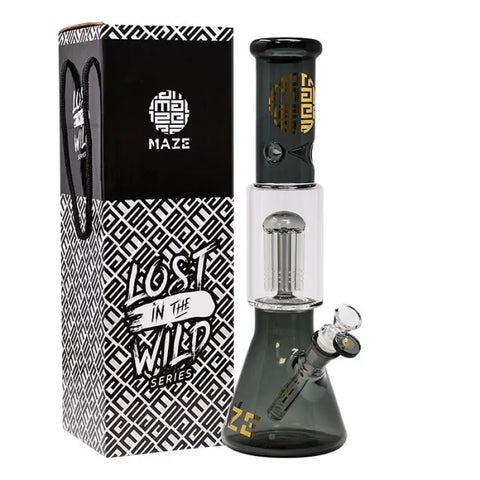 Grey Lost In The Wild Series 12-14 Inches Maze Glass Bong - Bongs