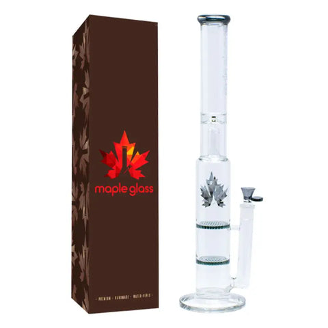 Grey Maple Glass Double Honey Comb Bong With Splash Guard - Bongs