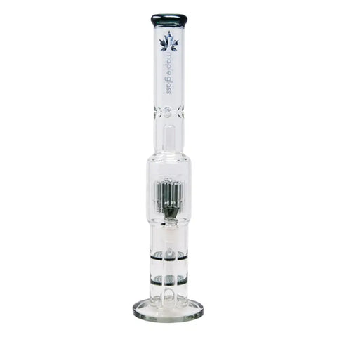 Grey Maple Glass Double Honey Comb Perc With Tree Perc And Splash Guard 20 - Bongs