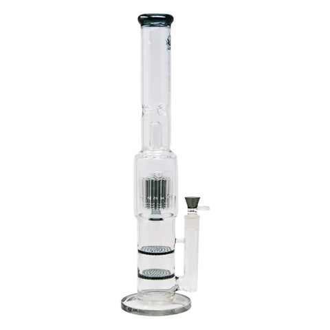 Grey Maple Glass Double Honey Comb Perc With Tree Perc And Splash Guard 20 - Bongs