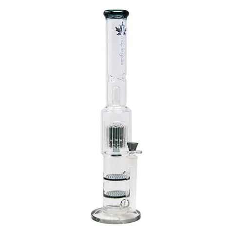 Grey Maple Glass Double Honey Comb Perc With Tree Perc And Splash Guard 20 - Bongs