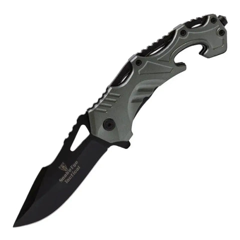 Grey Metallic Angular Design Foldable Pocket Knife by Snake Eye - Knife