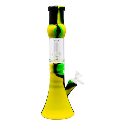 Neon Green Tree Glass Perc 13 Inches Detachable Silicone Bong - Bongs