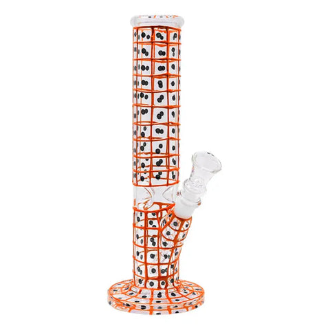 Orange Detailed Hand Painted 10 Inches Glass Bong - Bongs