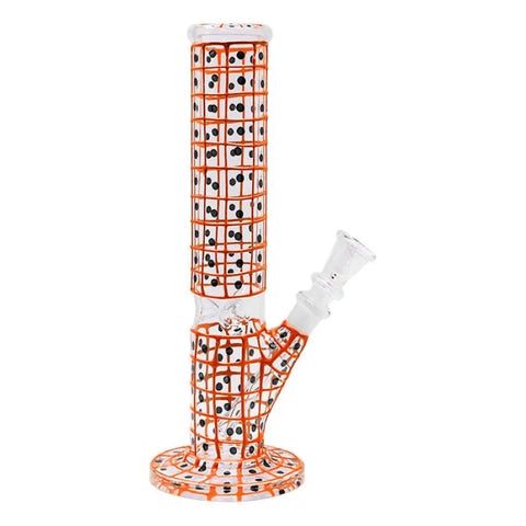 Orange Detailed Hand Painted 10 Inches Glass Bong - Bongs