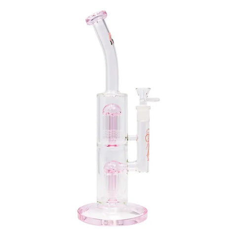 Pink Cannatonik Double Percolator 14 Inches Glass Bong - Bongs