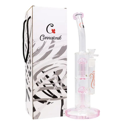 Pink Cannatonik Double Percolator 14 Inches Glass Bong - Bongs