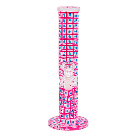 Pink Detailed Hand Painted 10 Inches Glass Bong - Bongs