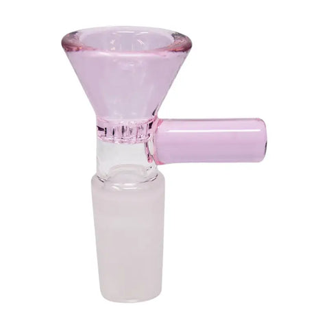 Pink Glass Honey Comb Bong Bowl With Straight Handle 14MM - Bongs