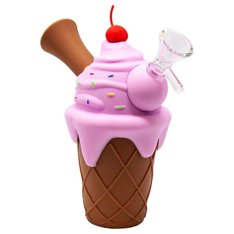 Pink Ice Cream Cone Silicone Pipe - Bongs