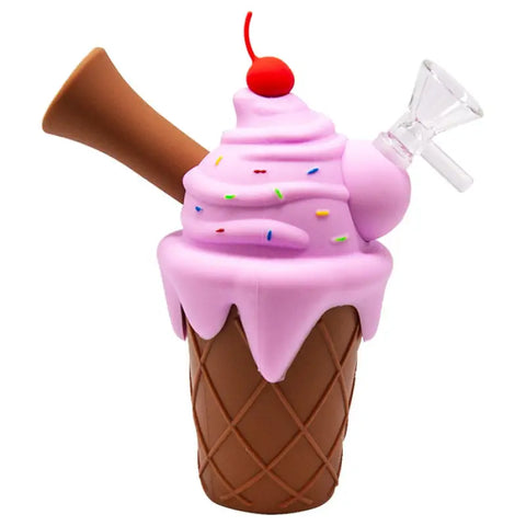 Pink Ice Cream Cone Silicone Pipe - Bongs