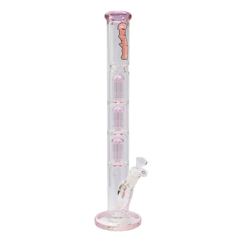 Pink Irie Vibes 20 Inches Triple Tree Percolator Ganjavibes Glass Bong - Bongs