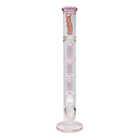 Pink Irie Vibes 20 Inches Triple Tree Percolator Ganjavibes Glass Bong - Bongs