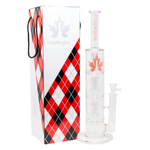 Pink Maple Glass Bong With Triple Tire Perc 18 Inches - Bongs