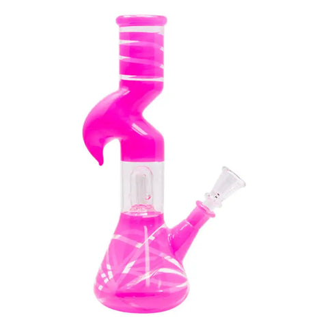 Pink Mini Hook Percolated Zong Bong 10 Inches - Bongs