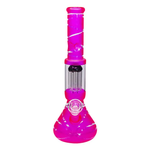 Pink Striped Tree Percolator Bong 14 Inches - Bongs