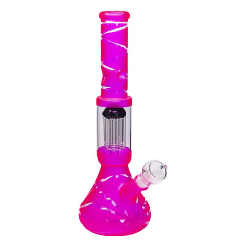 Pink Striped Tree Percolator Bong 14 Inches - Bongs