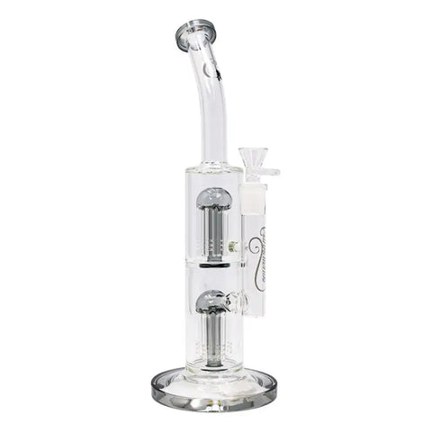 PreviousNext Grey Cannatonik Double Percolator 14 Inches Glass Bong - Bongs