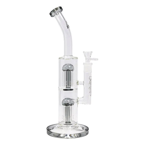 PreviousNext Grey Cannatonik Double Percolator 14 Inches Glass Bong - Bongs