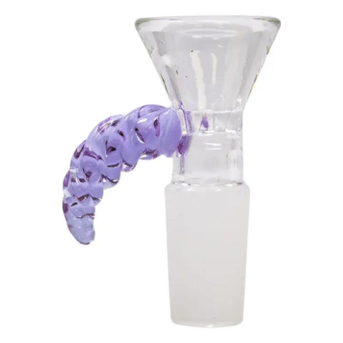 Purple Glass Bowl with Twist Handle 14MM - Bongs