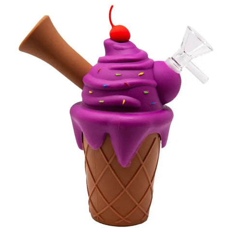 Purple Ice Cream Cone Silicone Pipe - Bongs