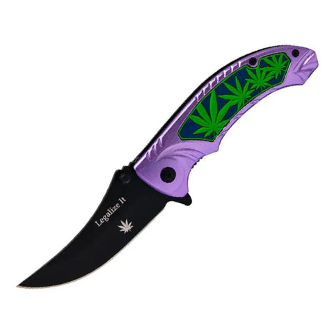 Purple Leaflets Foldable Pocket Knife - Knife