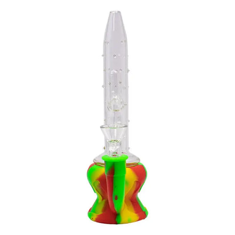 Red Cactus Style 9 Inches Silicone Glass Bong - Bongs