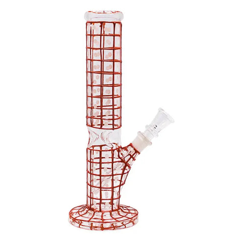 Red Detailed Hand Painted 10 Inches Glass Bong - Bongs