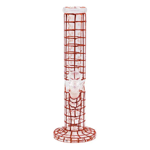 Red Detailed Hand Painted 10 Inches Glass Bong - Bongs