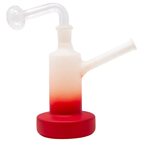 Red Flat Base Frosty Oil Bong 6 Inches - Bongs