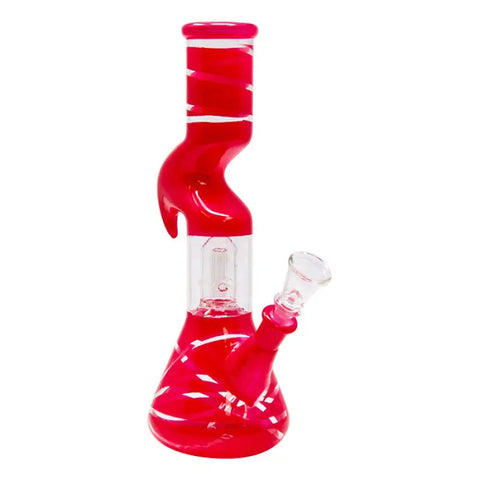 Red Mini Hook Percolated Zong Bong 10 Inches - Bongs