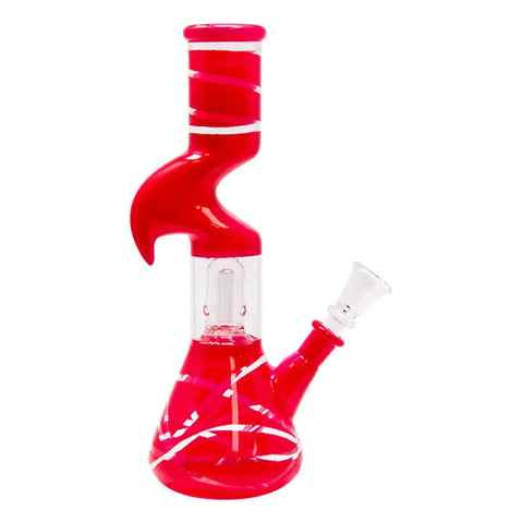 Red Mini Hook Percolated Zong Bong 10 Inches - Bongs