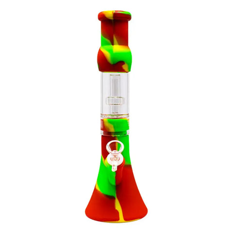 Red Yellow Tree Glass Perc 13 Inches Detachable Silicone Bong - Bongs