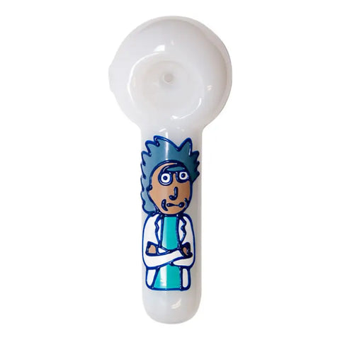 Rick And Morty Hand Glass Blown Pipe 5 Inches-Blue - Pipes