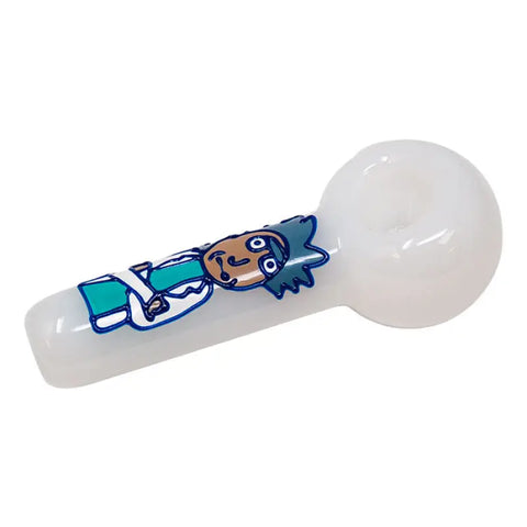 Rick And Morty Hand Glass Blown Pipe 5 Inches-Blue - Pipes