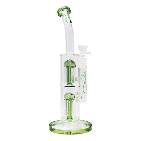 Sea Green Cannatonik Double Percolator 14 Inches Glass Bong - Bongs