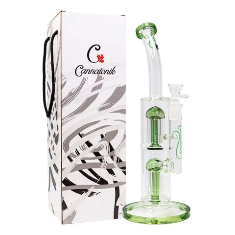 Sea Green Cannatonik Double Percolator 14 Inches Glass Bong - Bongs