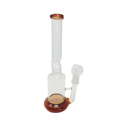 Straight Amber Honey Comb Glass Bong - Bongs