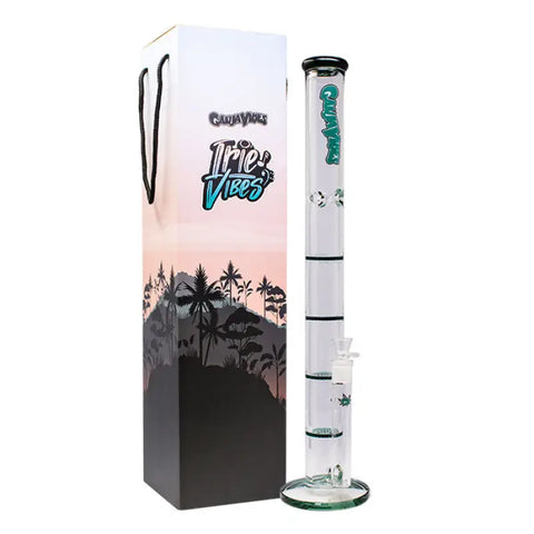 Teal Ganjavibes Honeycomb 24 Inches Four Disk Percolator Glass Bong By Irie Vibes Series - Bongs