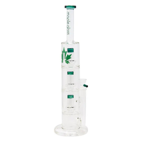 Teal Green Maple Glass Bong With Triple Tire Perc 18 Inches - Bongs