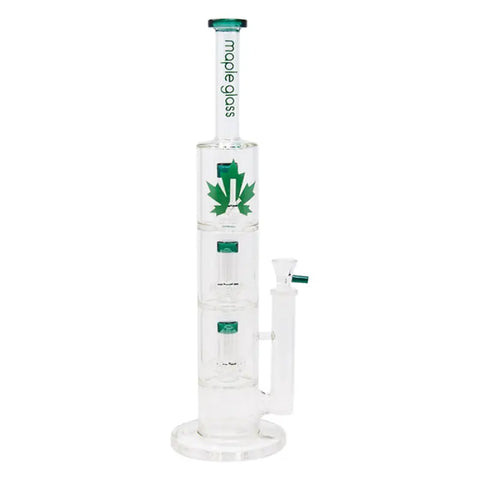 Teal Green Maple Glass Bong With Triple Tire Perc 18 Inches - Bongs