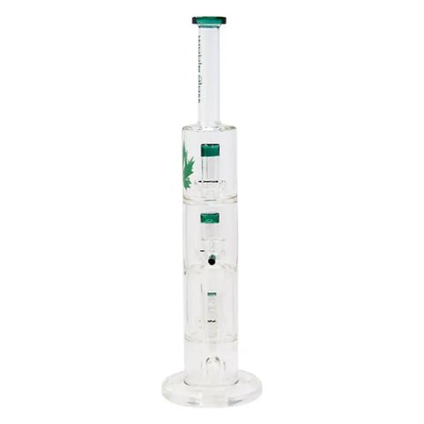 Teal Green Maple Glass Bong With Triple Tire Perc 18 Inches - Bongs