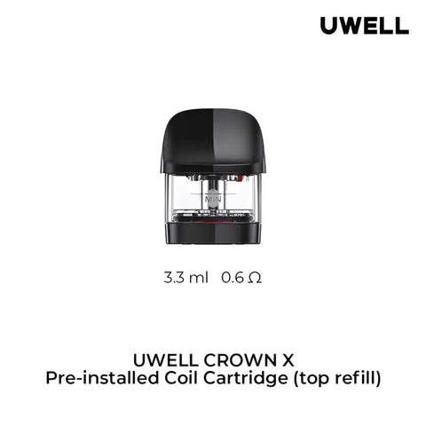 Uwell Crown X Replacement Pods 2/PK - 0.6 Ohm - Empty Pods