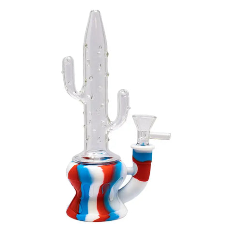 White Cactus Style 9 Inches Silicone Glass Bong - Bongs