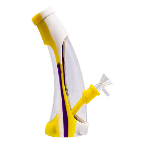 Yellow Curved Bottled Shape Silicone Bong - Bongs